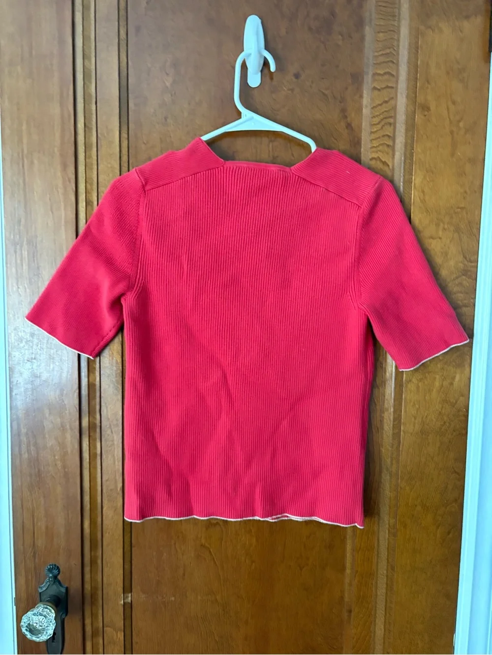 Tory Burch Pink Short-Sleeve Ribbed Knit Tee - medium